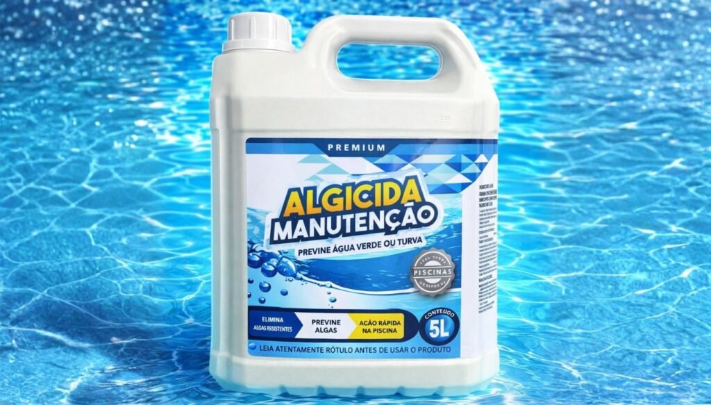 Algicida Manutenção atua mantendo a água cristalina e impedindo que algas verdes se proliferem nas paredes, escadas e no fundo da piscina.